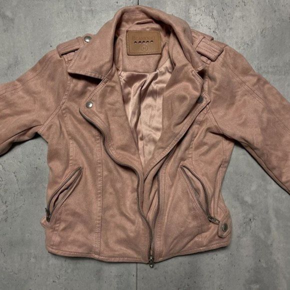 BLANK NYC Suede Microfiber Womens Moto Jacket Zip Button Cropped Size M - Picture 3 of 10
